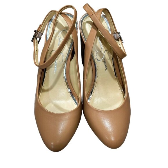 Jessica Simpson Mylana Leather Block Heel Pumps Size 7 Almond Toe Ankle Strap - Picture 7 of 10